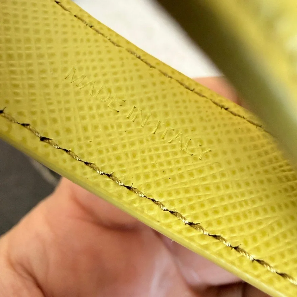 Prada Saffiano Leather Keychain Wristlet Yellow & Gold 1PP142 Made in Italy - Picture 8 of 9